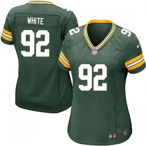 Women Green Bay Packers #92 White Green Nike  Limited Player NFL Jerseys